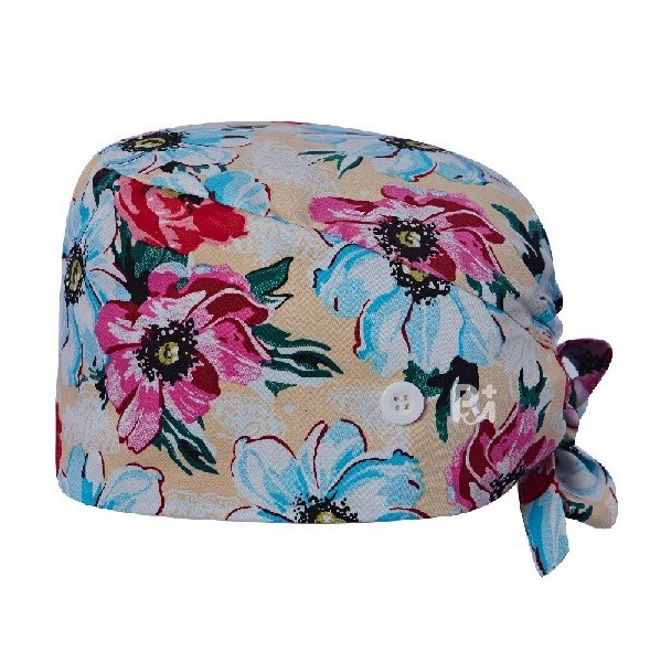 Floral Printed 100% Cotton Scrub Cap | Hospital-Grade for Healthcare Teams