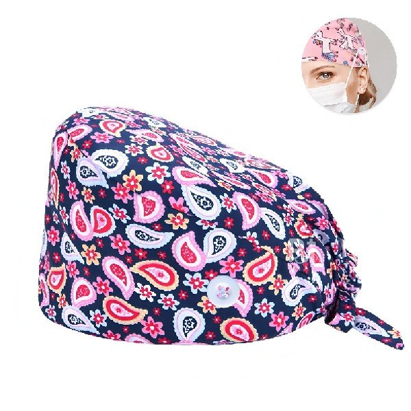Floral Printed 100% Cotton Scrub Cap | Hospital-Grade for Healthcare Teams