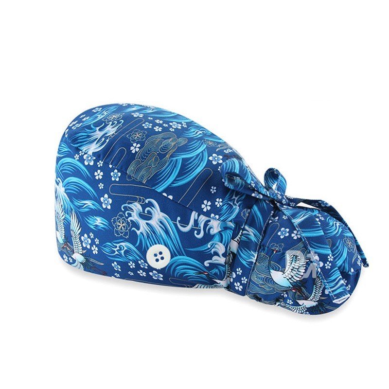 Cute Cartoon Animal-Patterned Ponytail Scrub Cap – Hair-Friendly Comfort for Healthcare Beauty Catering Cleaning Staff