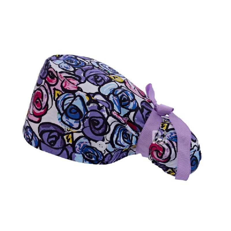 Floral-Patterned Ponytail Scrub Cap – Hair-Friendly Comfort for Healthcare Beauty Catering Cleaning Staff | Custom Professional Gifts