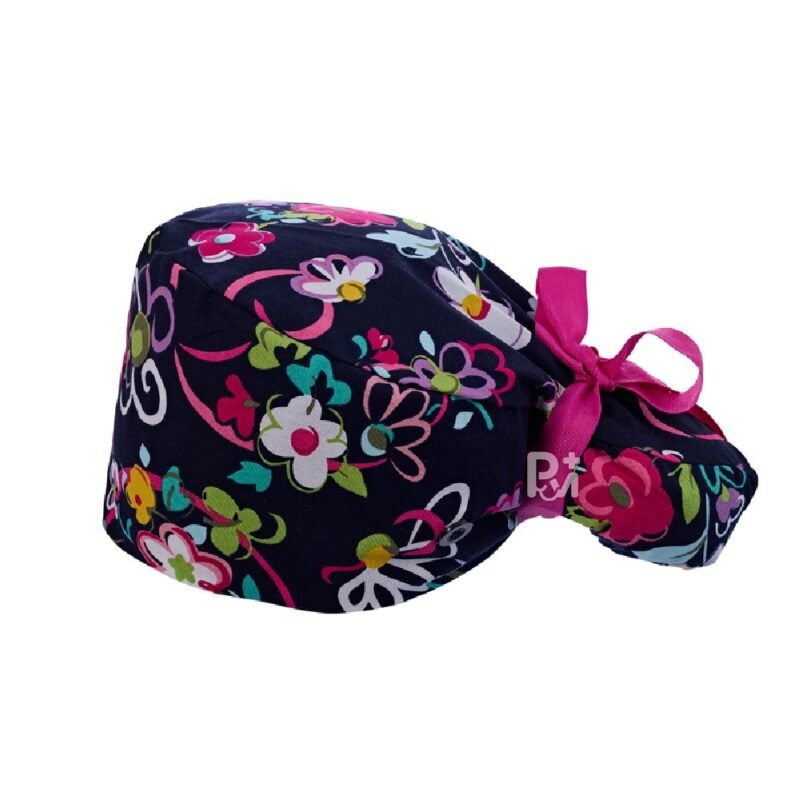 Floral-Patterned Ponytail Scrub Cap – Hair-Friendly Comfort for Healthcare Beauty Catering Cleaning Staff | Custom Professional Gifts