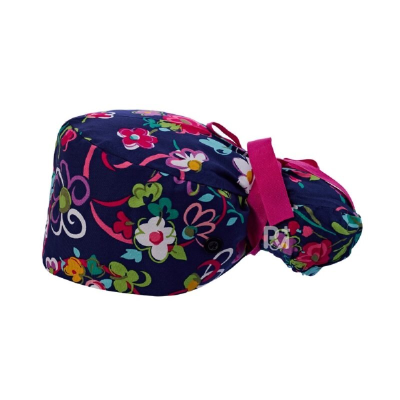 Floral-Patterned Ponytail Scrub Cap – Hair-Friendly Comfort for Healthcare Beauty Catering Cleaning Staff | Custom Professional Gifts