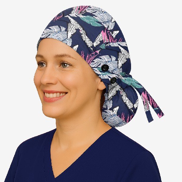 Floral-Patterned Ponytail Scrub Cap – Hair-Friendly Comfort for Healthcare Beauty Catering Cleaning Staff | Custom Professional Gifts