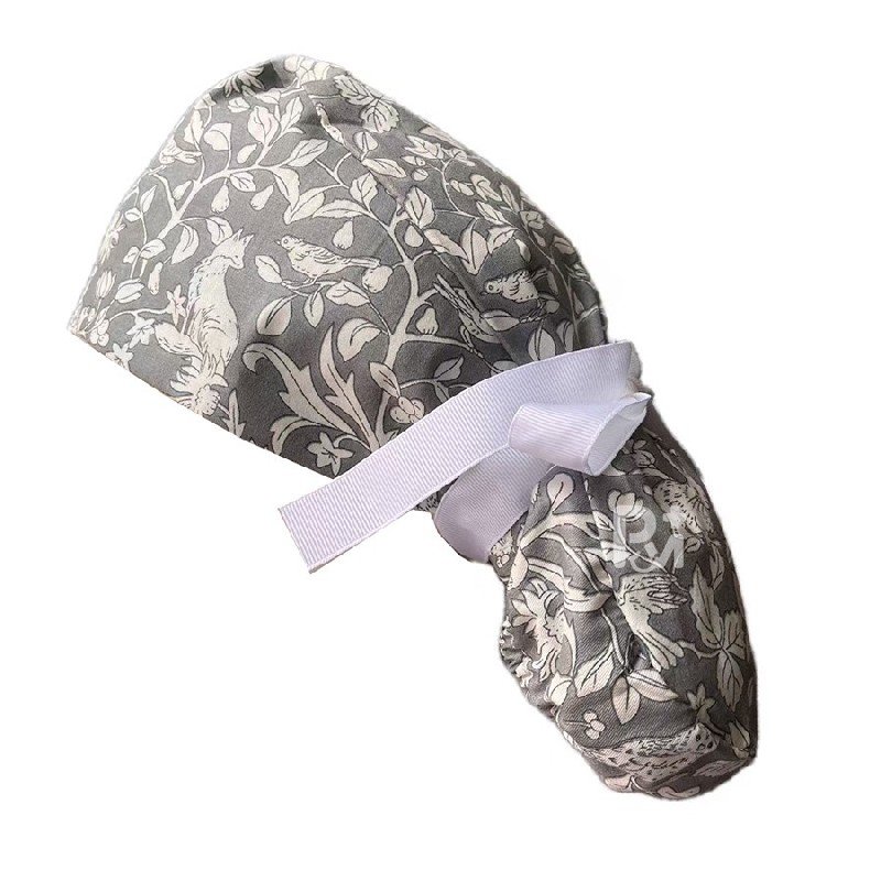Floral-Patterned Ponytail Scrub Cap – Hair-Friendly Comfort for Healthcare Beauty Catering Cleaning Staff | Custom Professional Gifts