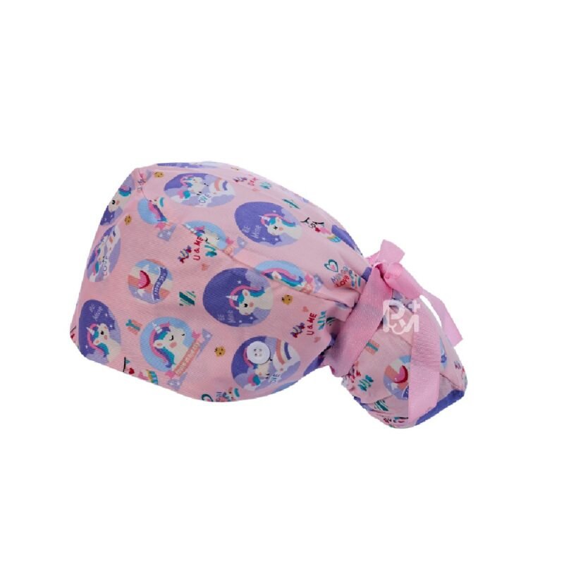 Unicorn-Patterned Ponytail Scrub Cap – Hair-Friendly Comfort for Healthcare Beauty Catering Cleaning Staff