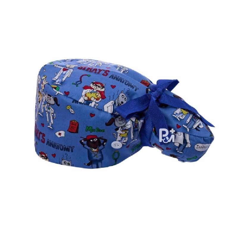 Dog-Patterned Ponytail Scrub Cap – Hair-Friendly Comfort for Healthcare Beauty Catering Cleaning Staff