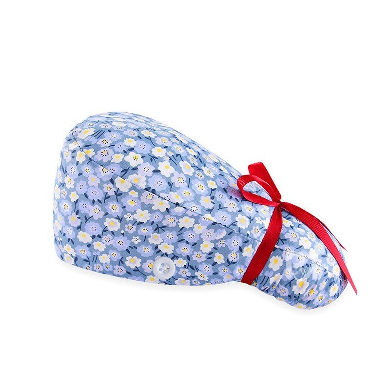 Floral-Patterned Ponytail Scrub Cap – Hair-Friendly Comfort for Healthcare Beauty Catering Cleaning Staff | Custom Professional Gifts
