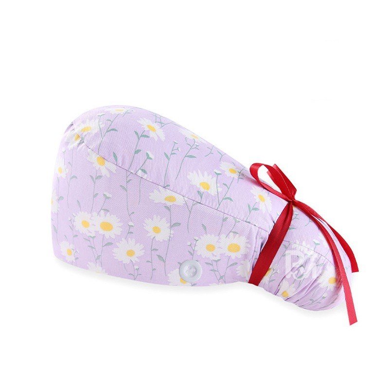 Floral-Patterned Ponytail Scrub Cap – Hair-Friendly Comfort for Healthcare Beauty Catering Cleaning Staff | Custom Professional Gifts