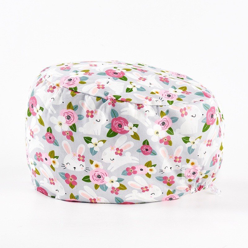 Scrub Caps Gourd Elastic Floral – Feminine Professional Comfort for Healthcare Staff