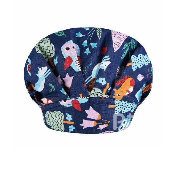 Owl Print Bouffant Scrub Caps Unisex with Buttons & Sweatband