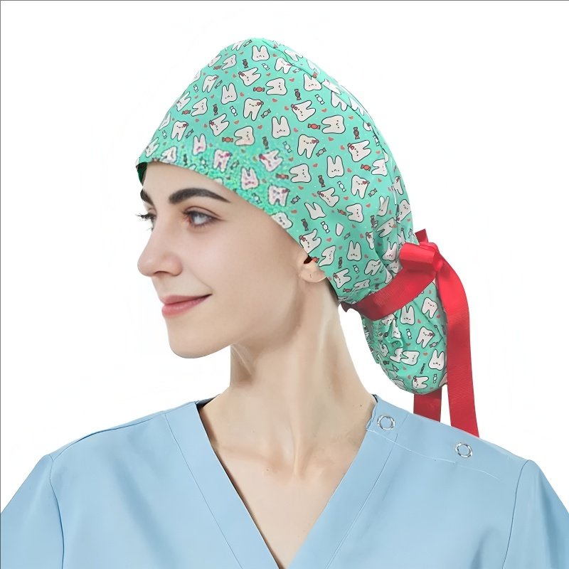 Medical Themed Ponytail Scrub Cap – Professional Comfort for Healthcare Staff