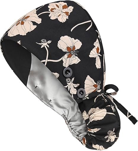 Floral-Patterned Ponytail Scrub Cap – Hair-Friendly Comfort for Healthcare Beauty Catering Cleaning Staff | Custom Professional Gifts