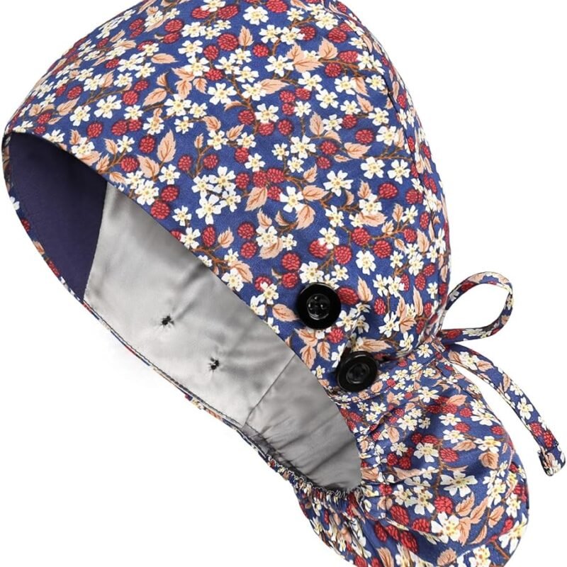 Floral-Patterned Ponytail Scrub Cap – Hair-Friendly Comfort for Healthcare Beauty Catering Cleaning Staff | Custom Professional Gifts