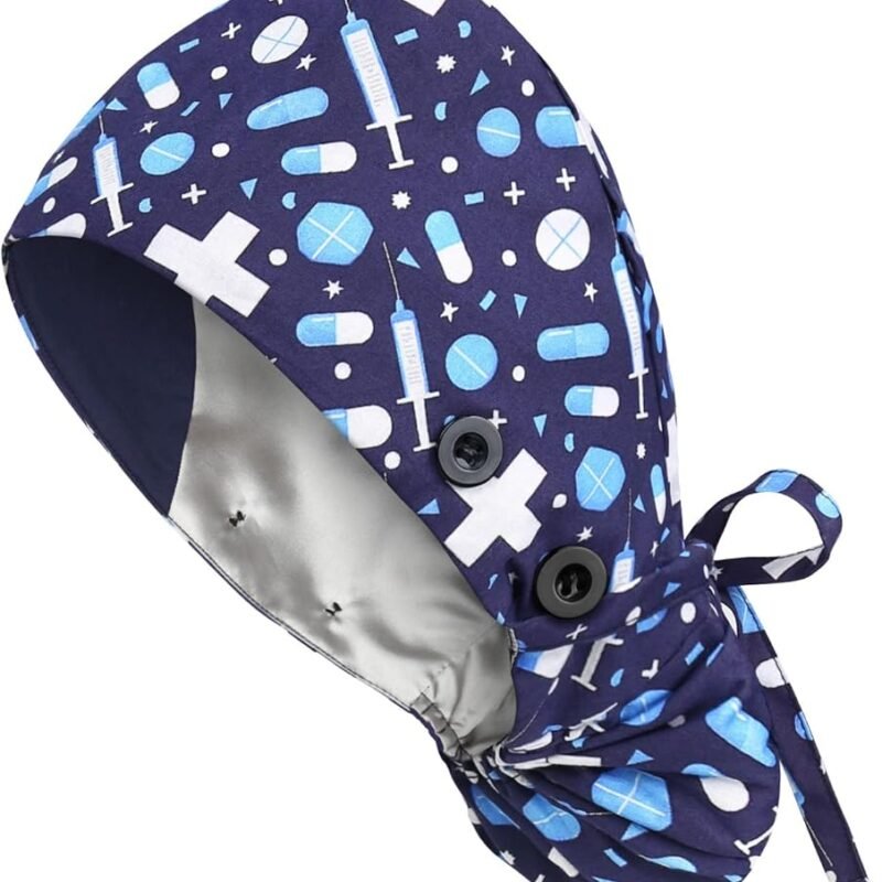 Medical Themed Ponytail Scrub Cap – Professional Comfort for Healthcare Staff